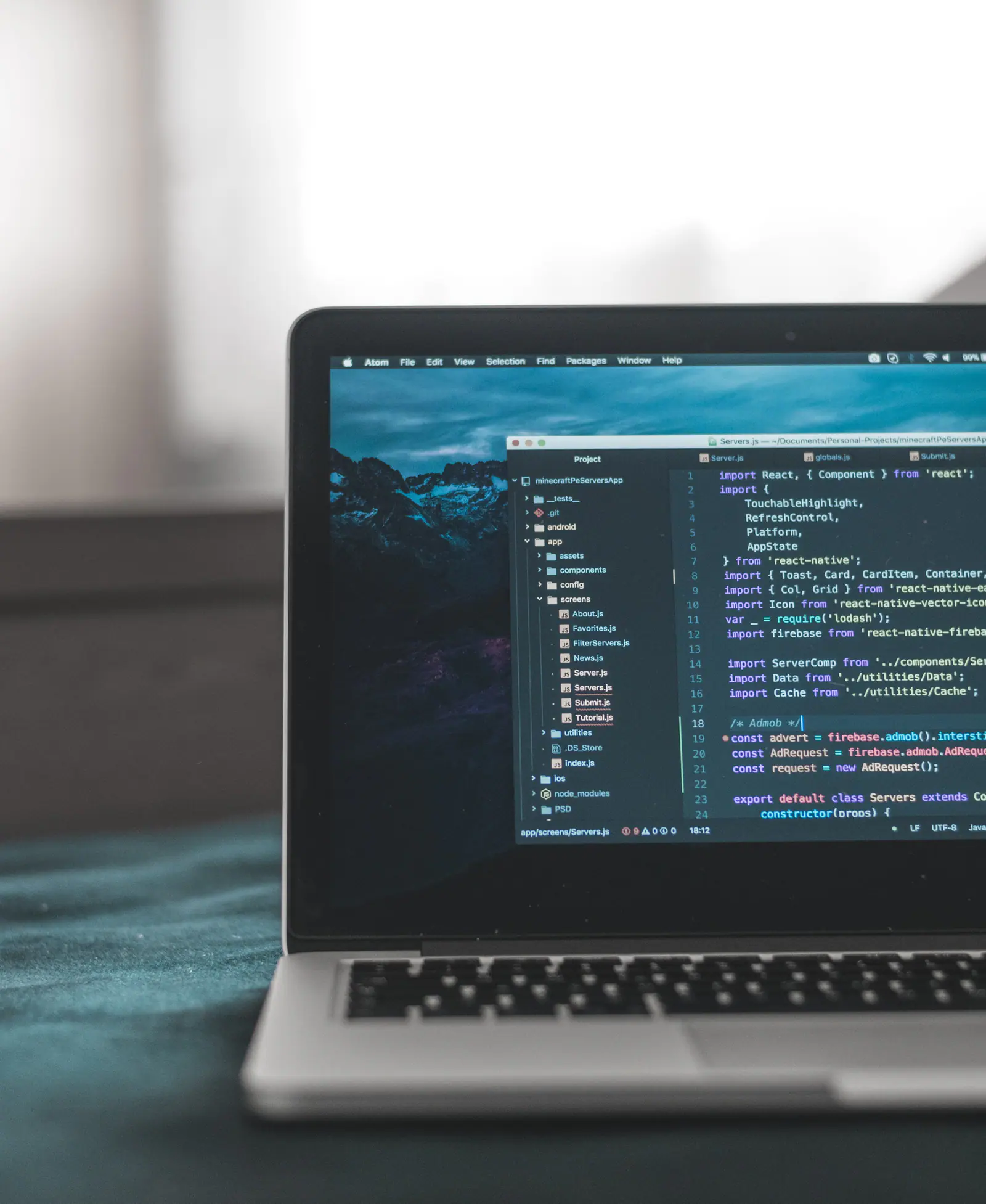 Source code on a laptop screen